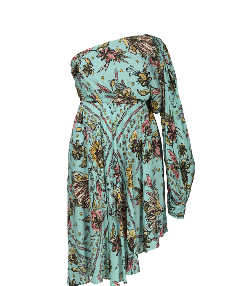 Front of a size 28 Olivia One Shoulder Dress in Boho Scarf Print by MAYES NYC. | dia_product_style_image_id:248372